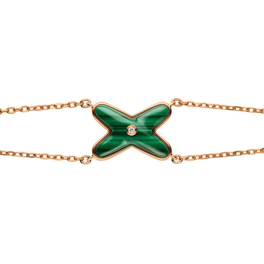 [⭐Hildren Jewelry]JEUX BRACELET MALACHITE PINK GOLD 1 DIAMOND