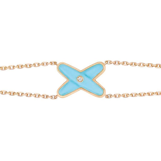[⭐Hildren Jewelry]JEUX BRACELET TURQUOISE PINK GOLD 1 DIAMOND