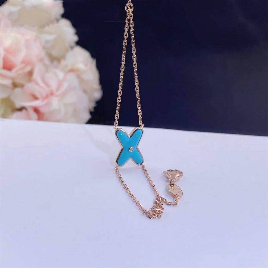 [⭐Hildren Jewelry]JEUX BRACELET TURQUOISE PINK GOLD 1 DIAMOND