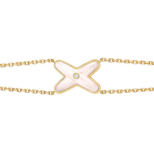 [⭐Hildren Jewelry]JEUX BRACELET WHITE MOP GOLD 1 DIAMOND