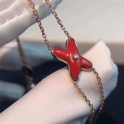 [⭐Hildren Jewelry]JEUX BRACELET CARNELIAN PINK GOLD 1 DIAMOND