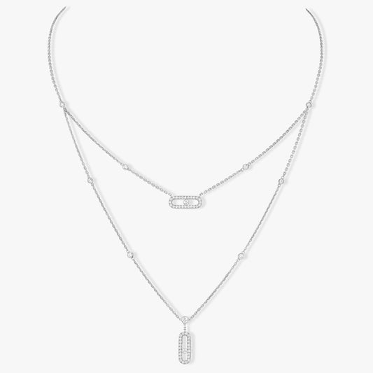[⭐Hildren Jewelry]MOVE 2 ROW DIAMOND NECKLACE