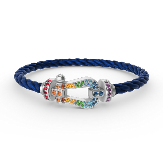 [⭐Hildren Jewelry]FORC LARGE HORSESHOE  COLORED DIAMOND BRACELET SILVER