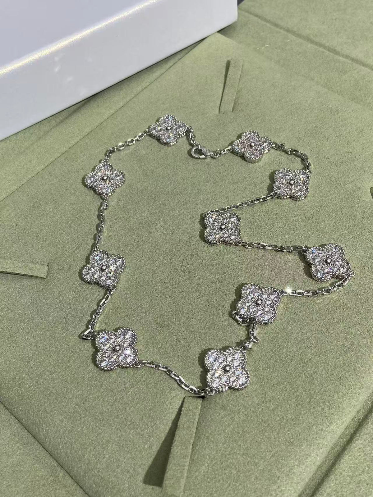 [⭐Hildren Jewelry]CLOVER 10 MOTIFS  FULL DIAMOND NECKLACE