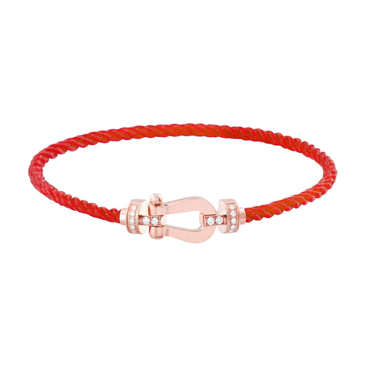 [⭐Hildren Jewelry]FORCE 10 HALF DIAMOND PINK GOLD RED CORDERI LARGE AND MEDIUM MODEL