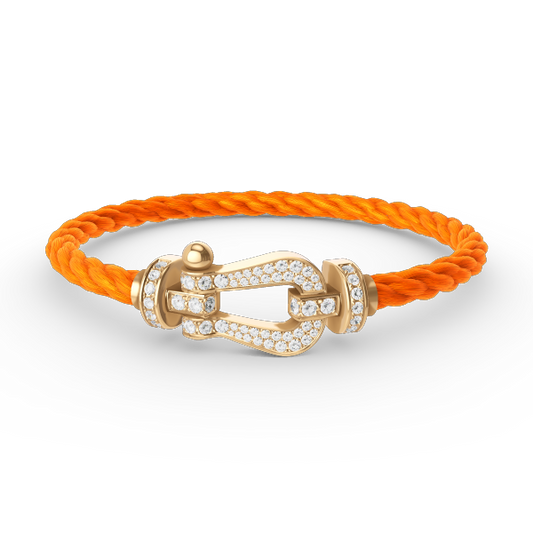 [⭐Hildren Jewelry]FORCE LARGE HORSESHOE FULL DIAMOND BRACELET GOLD