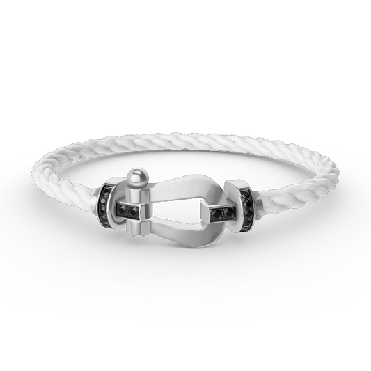 [⭐Hildren Jewelry]FORCE LARGE HORSESHOE BLACK DIAMOND BRACELET SILVER