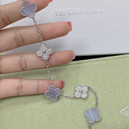 [⭐Hildren Jewelry] CLOVER 5 MOTIF PURPLE CHALCEDONY BRACELET COLLECTION