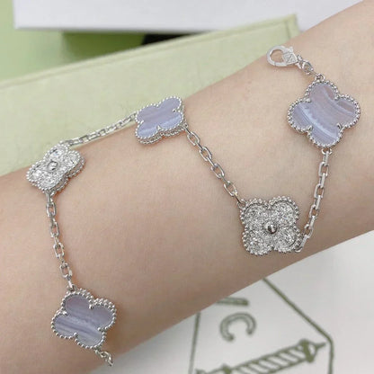 [⭐Hildren Jewelry] CLOVER 5 MOTIF PURPLE CHALCEDONY BRACELET COLLECTION