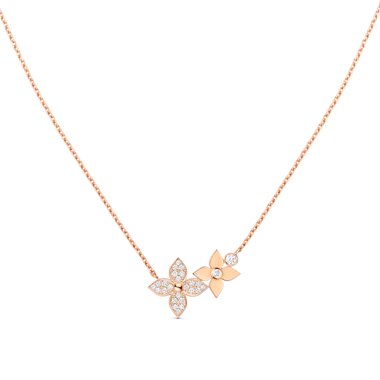 [⭐Hildren Jewelry]STAR BLOSSOM NECKLACE PINK GOLD DIAMONDS