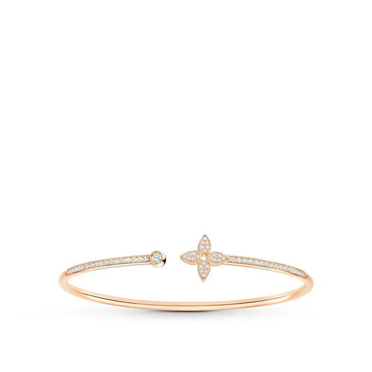 [⭐Hildren Jewelry]IDYLLE PINK GOLD OPEN BRACELET DIAMOND PAVED