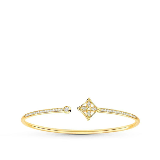 [⭐Hildren Jewelry]IDYLLE GOLD OPEN BRACELET DIAMOND PAVED