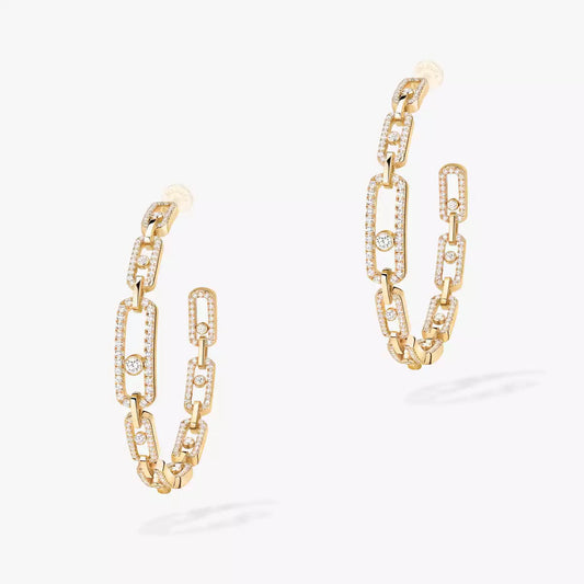 [[⭐Hildren Jewelry]Move Link Diamond Hoop Earrings