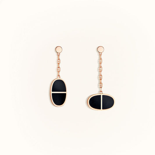[⭐Hildren Jewelry]CHAINE VERSO BLACK CERAMIC EARRINGS