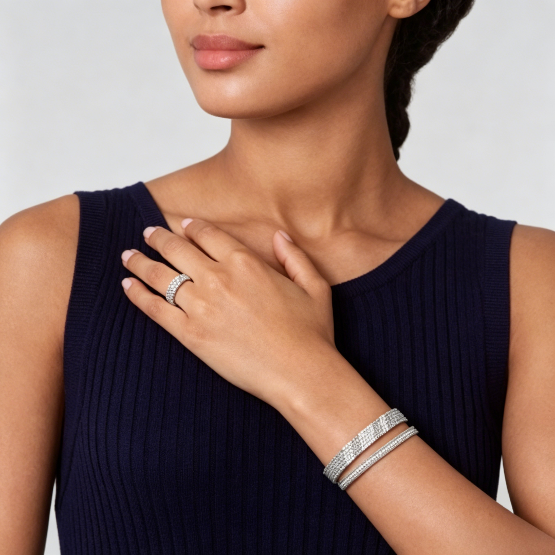 [⭐Hildren Jewelry] THREE-ROW DIAMOND RING