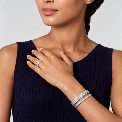 [⭐Hildren Jewelry] THREE-ROW DIAMOND RING