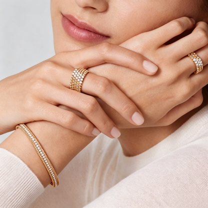[⭐Hildren Jewelry] THREE-ROW DIAMOND RING