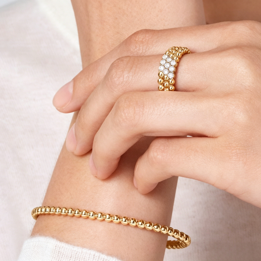 [⭐Hildren Jewelry] THREE-ROW DIAMOND RING