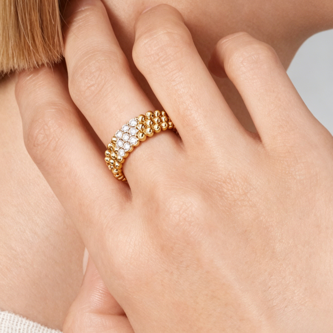 [⭐Hildren Jewelry] THREE-ROW DIAMOND RING