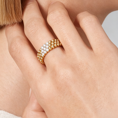 [⭐Hildren Jewelry] THREE-ROW DIAMOND RING