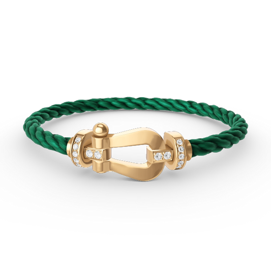[⭐Hildren Jewelry]FORCE LARGE HORSESHOE HALF DIAMOND BRACELET GOLD