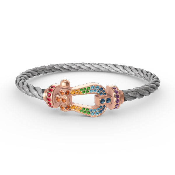 [⭐Hildren Jewelry]FORCE LARGE HORSESHOE  COLORED DIAMOND BRACELET ROSE GOLD