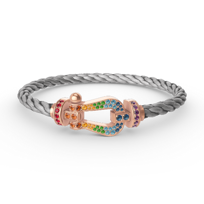 [⭐Hildren Jewelry]FORCE LARGE HORSESHOE  COLORED DIAMOND BRACELET ROSE GOLD