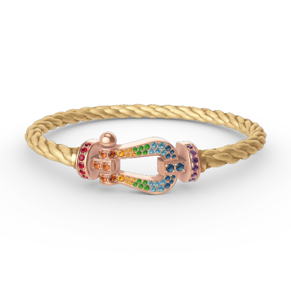 [⭐Hildren Jewelry]FORCE LARGE HORSESHOE  COLORED DIAMOND BRACELET ROSE GOLD