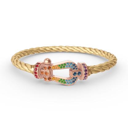 [⭐Hildren Jewelry]FORCE LARGE HORSESHOE  COLORED DIAMOND BRACELET ROSE GOLD