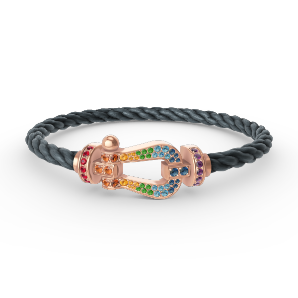 [⭐Hildren Jewelry]FORCE LARGE HORSESHOE  COLORED DIAMOND BRACELET ROSE GOLD