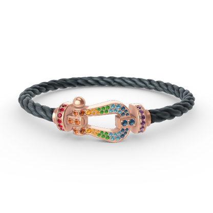 [⭐Hildren Jewelry]FORCE LARGE HORSESHOE  COLORED DIAMOND BRACELET ROSE GOLD