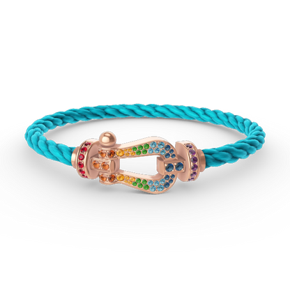 [⭐Hildren Jewelry]FORCE LARGE HORSESHOE  COLORED DIAMOND BRACELET ROSE GOLD