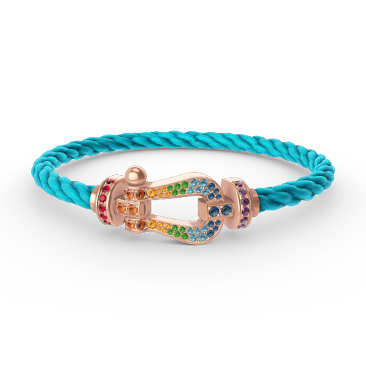 [⭐Hildren Jewelry]FORCE LARGE HORSESHOE  COLORED DIAMOND BRACELET ROSE GOLD