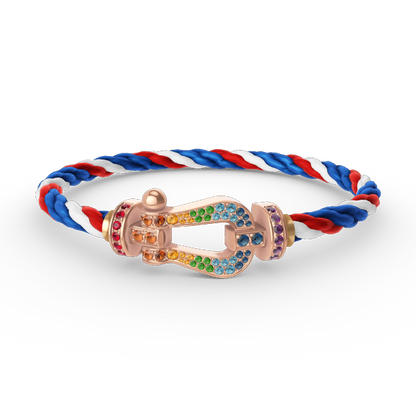 [⭐Hildren Jewelry]FORCE LARGE HORSESHOE  COLORED DIAMOND BRACELET ROSE GOLD