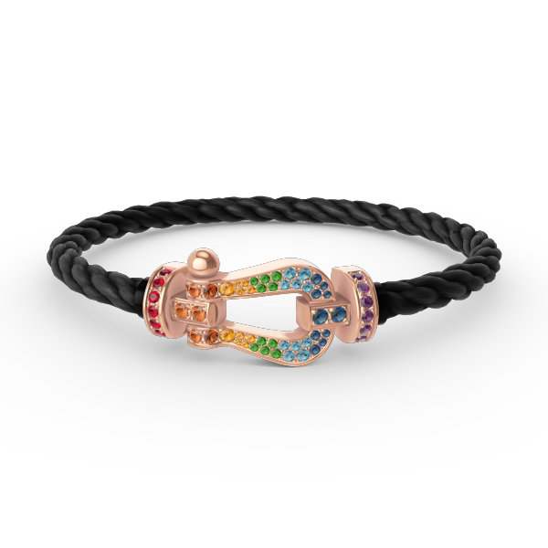 [⭐Hildren Jewelry]FORCE LARGE HORSESHOE  COLORED DIAMOND BRACELET ROSE GOLD