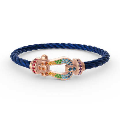 [⭐Hildren Jewelry]FORCE LARGE HORSESHOE  COLORED DIAMOND BRACELET ROSE GOLD