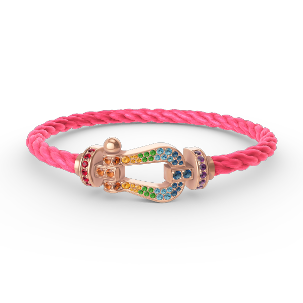 [⭐Hildren Jewelry]FORCE LARGE HORSESHOE  COLORED DIAMOND BRACELET ROSE GOLD