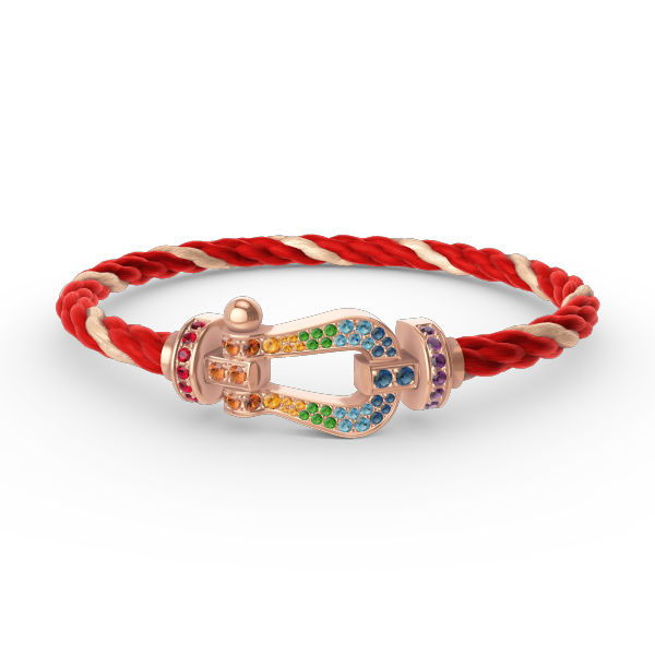 [⭐Hildren Jewelry]FORCE LARGE HORSESHOE  COLORED DIAMOND BRACELET ROSE GOLD