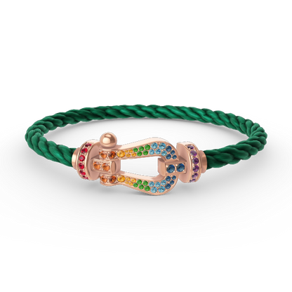 [⭐Hildren Jewelry]FORCE LARGE HORSESHOE  COLORED DIAMOND BRACELET ROSE GOLD