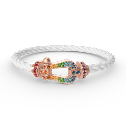 [⭐Hildren Jewelry]FORCE LARGE HORSESHOE  COLORED DIAMOND BRACELET ROSE GOLD