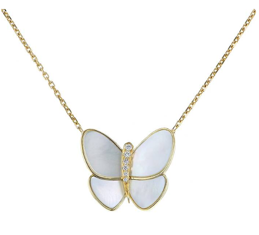 [⭐Hildren Jewelry]BUTTERFLY GOLD MOP DIAMOND NECKLACE