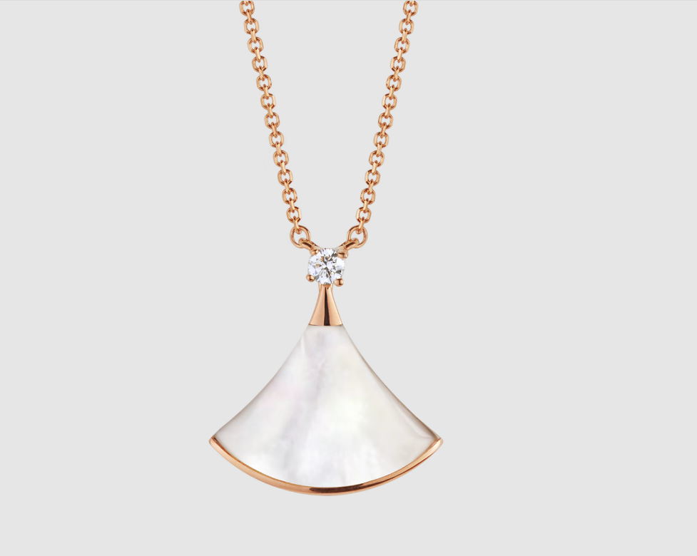 [⭐Hildren Jewelry]DREAM NECKLACE WHITE MOP PINK GOLD 1 DIAMOND