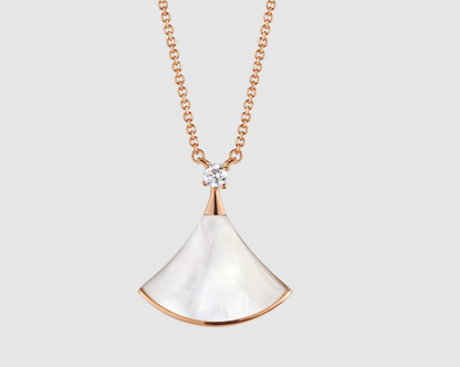 [⭐Hildren Jewelry]DREAM NECKLACE WHITE MOP PINK GOLD 1 DIAMOND