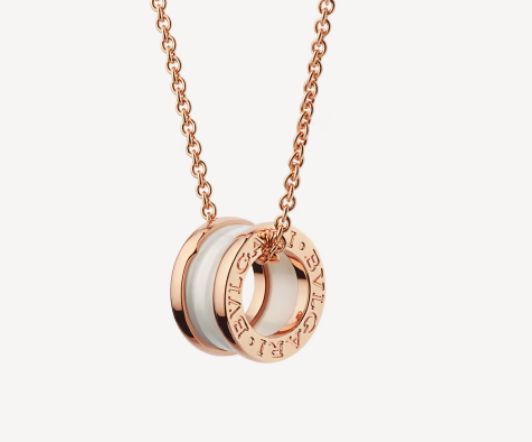 [⭐Hildren Jewelry]ZERO 1 WHITE CERAMIC PINK GOLD NECKLACE