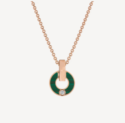 [⭐Hildren Jewelry]GARI NECKLACE PINK GOLD MALACHITE