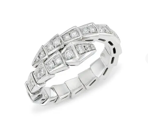 [⭐Hildren Jewelry]SERPENTI RING SILVER DIAMOND PAVED 4MM