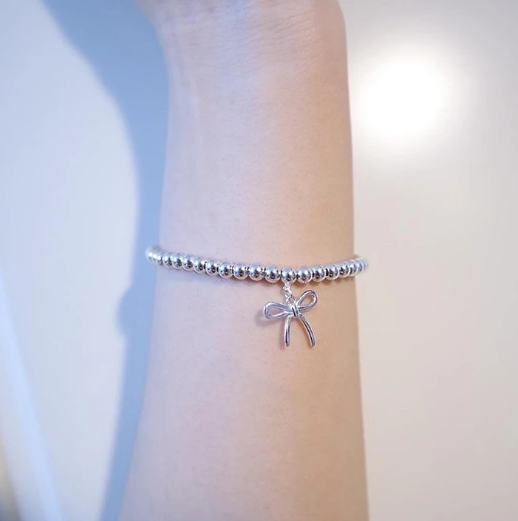 [Hildren Jewelry]STERLING SILVER BOW BEAD BRACELET