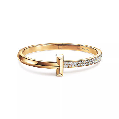 [Hildren Jewelry]T1 WIDE DIAMOND HINGED BANGLE PINK GOLD