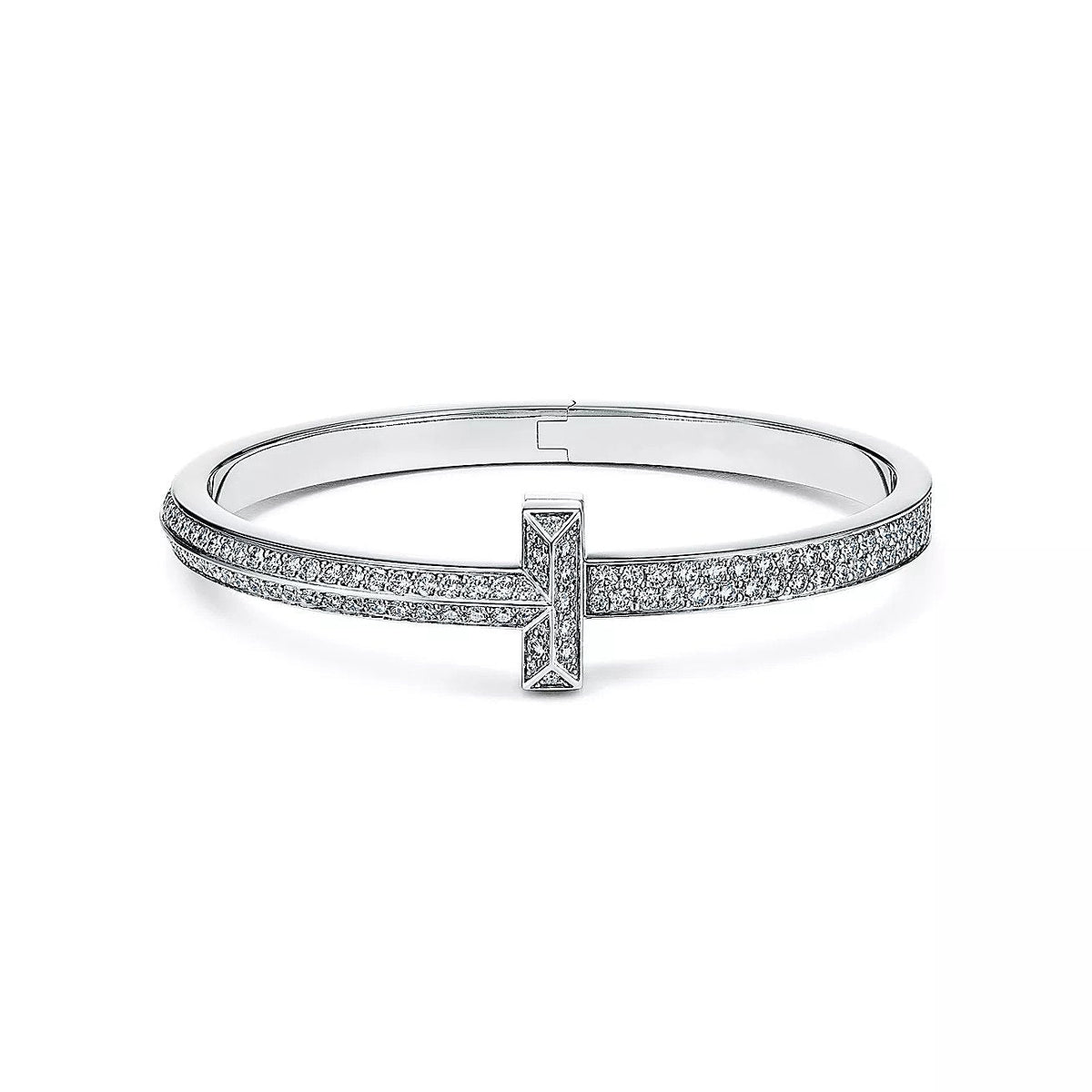 [Hildren Jewelry]WIDE DIAMONDS HINGED BANGLE SILVER