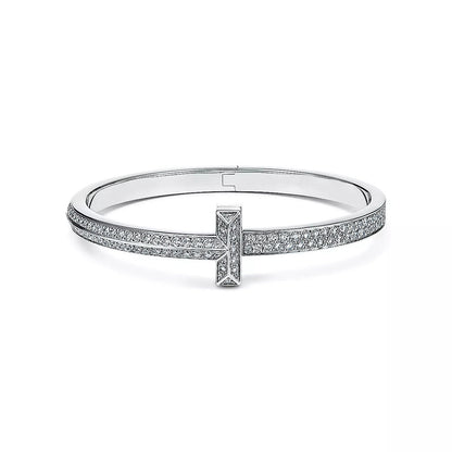[Hildren Jewelry]WIDE DIAMONDS HINGED BANGLE SILVER